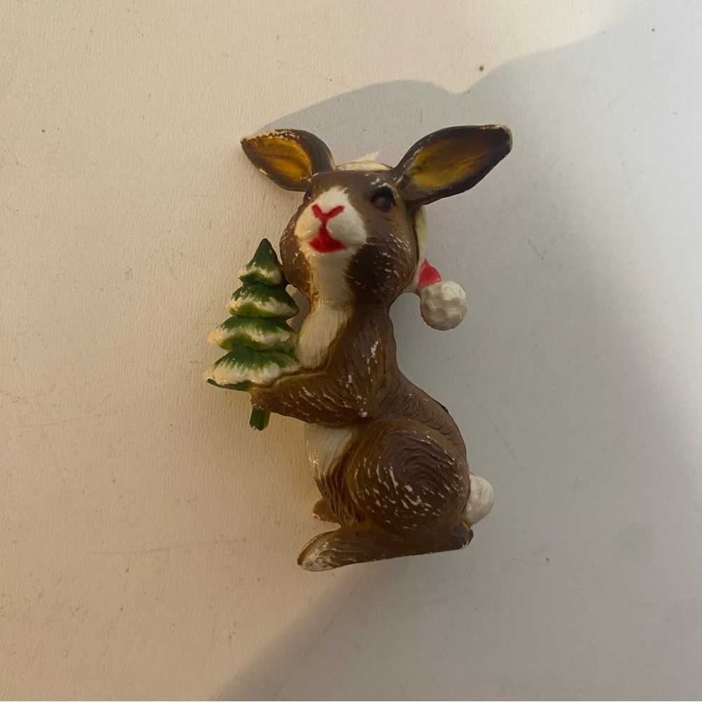 Vintage Miniature Ceramic Anthropomorphic Christmas Rabbit
2.5” Height